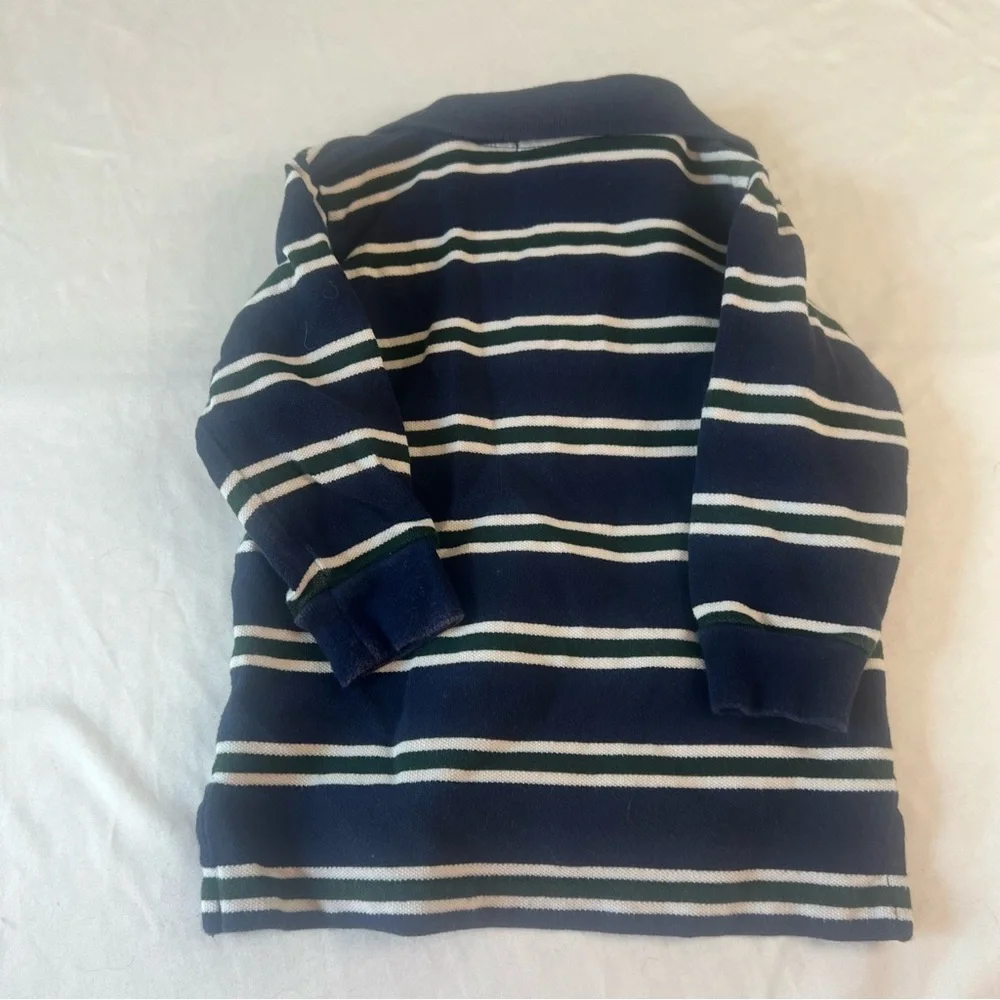 Polo‎ Ralph Lauren Long Sleeve Classic Rugby Polo Shirt Navy Green Stripe 18M